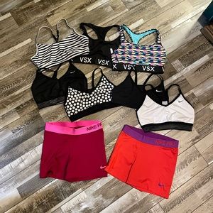2 Nike Pro Women’s Shorts, 7 Assorted Sports Bras